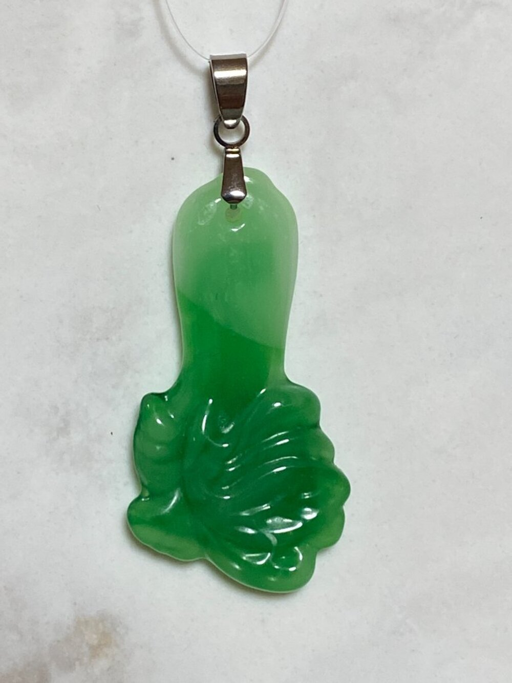 Cute Green Agate Vegetable Pendant